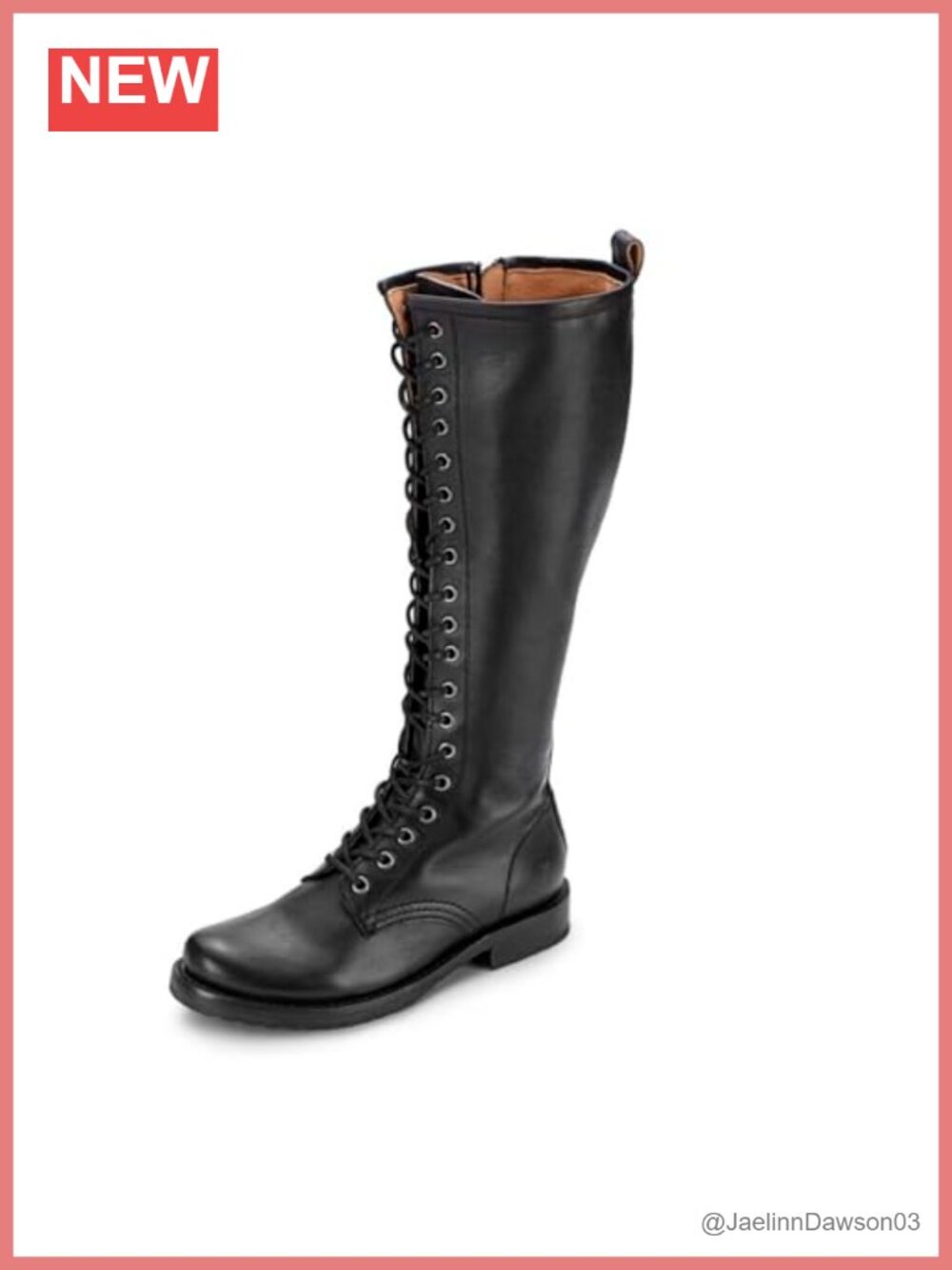 Frye Veronica Combat Boots 15" Women's Leather Knee High Zip